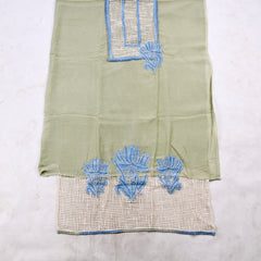 Mul Cotton Pista Green Unstitched Suit