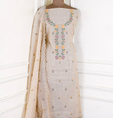 Mul Cotton Beige Unstitched Suit