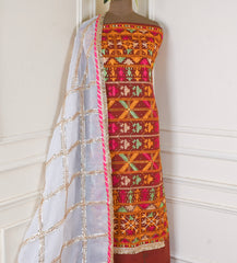Khaddar Brown Unstitched Suit