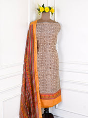 Maheshwari Cotton Off-White Unstitched Suit