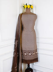 Maheshwari Cotton Light Brown Unstitched Suit