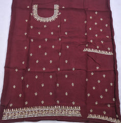 Organza Wine Unstitched Suit