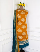 Pure Cotton Yellow Unstitched Suit