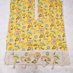 Cotton Yellow Unstitched Suit