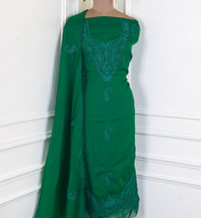 Organza Green Unstitched Suit
