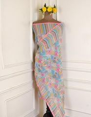 Twill Organza Sky Blue Unstitched Suit