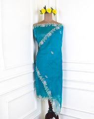 Glass Tissue Ferozi Unstitched Lehenga Suit