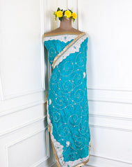 Crepe Ferozi Peplum Lehenga Suit