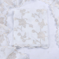Organza White Unstitched Suit