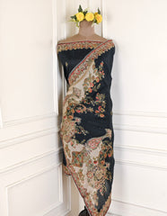 Organza Warm Beige Unstitched Suit