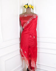 Glass Tissue Pink Unstitched Lehenga Suit