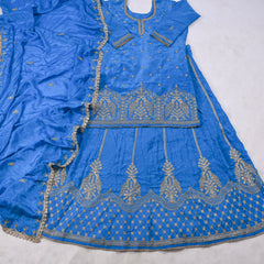 Crepe Sky Blue Lehenga Suit