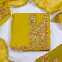 Organza Mehandi Unstitched Suit