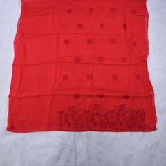 Organza Red Unstitched Suit