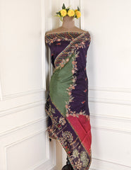 Organza Black Unstitched Suit