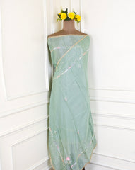 Shimmer Pista Green Unstitched Suit