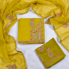 Organza Mehandi Unstitched Suit