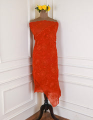 Organza Rust Unstitched Suit