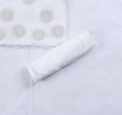 Organza White Unstitched Suit