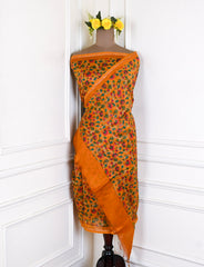 Maheshwari Cotton Mustard Yellow Unstitched Suit
