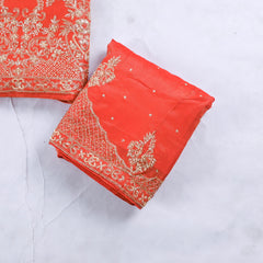 Shimmer Orange Unstitched Lehenga Suit