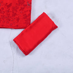 Organza Red Unstitched Suit
