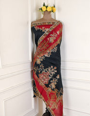 Organza Black Unstitched Suit