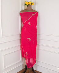 Organza Pink Unstitched Suit