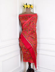Maheshwari Cotton Red Unstitched Suit