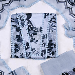 Mul Check Powder Blue Unstitched Suit