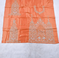 Shimmer Orange Unstitched Lehenga Suit