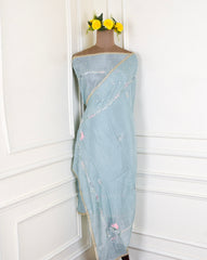Shimmer Ice Blue Unstitched Suit