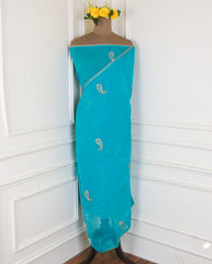 Organza Sky Blue Unstitched Suit