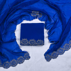 Organza Blue Unstitched Suit