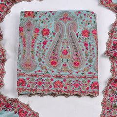 Crepe Sky Blue Unstitched Suit