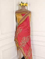 Organza Mustard Yellow Unstitched Suit