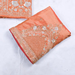 Shimmer Orange Unstitched Lehenga Suit