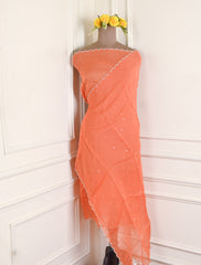 Twill Organza Orange Unstitched Suit