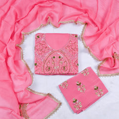 Twill Organza Pink Unstitched Suit