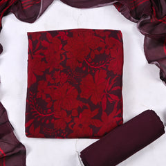 Chinon Maroon Unstitched Suit