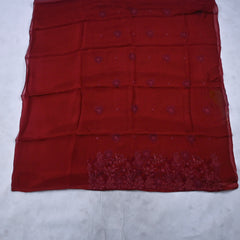Organza Maroon Unstitched Suit