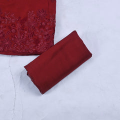 Organza Maroon Unstitched Suit