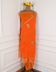 Organza Orange Unstitched Suit