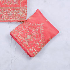 Shimmer Peach Unstitched Lehenga Suit