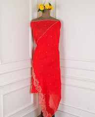 Organza Pink Unstitched Suit