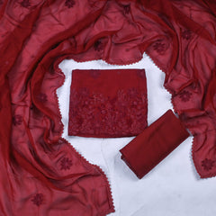 Organza Maroon Unstitched Suit