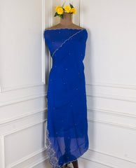 Organza Blue Unstitched Suit