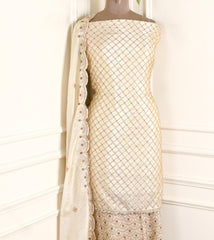 Shimmer Beige Unstitched Suit