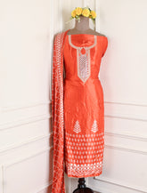 Gavadin Silk Orange Unstitched Suit