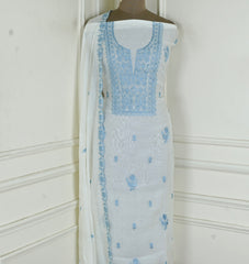 Mul Cotton white Unstitched Suit